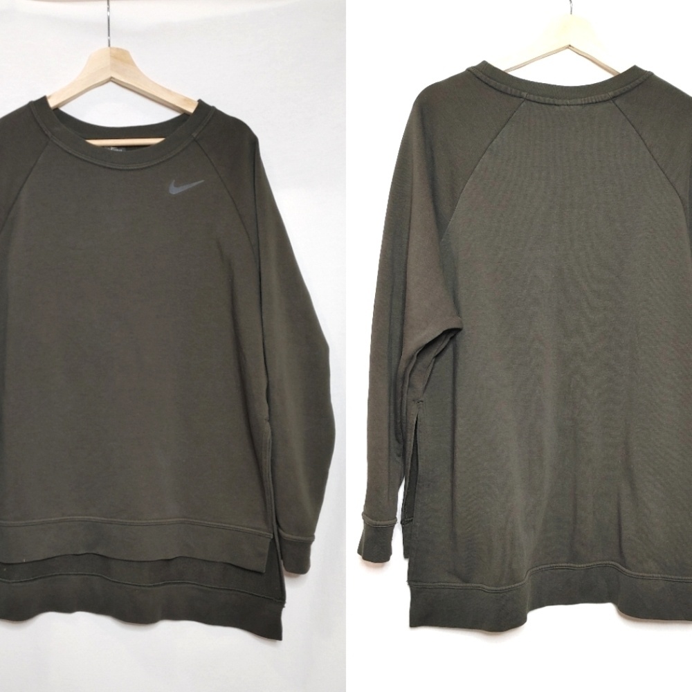 Nike Dry Long Versa Vented Hem Training AJ4307-471 Sweatshirt Tunic M Green